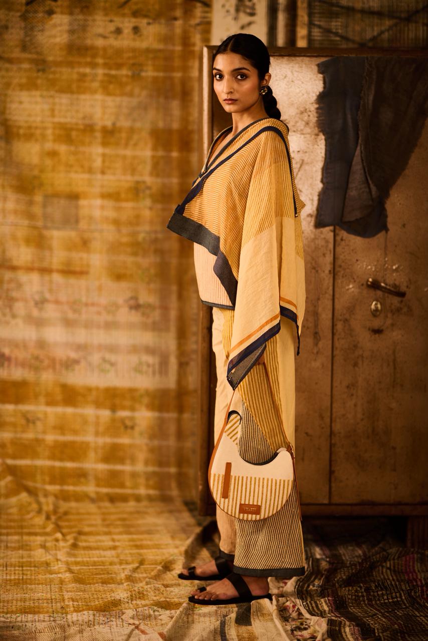 Sequence Asymmetric Cotton Kaftan Set (Set of 3)