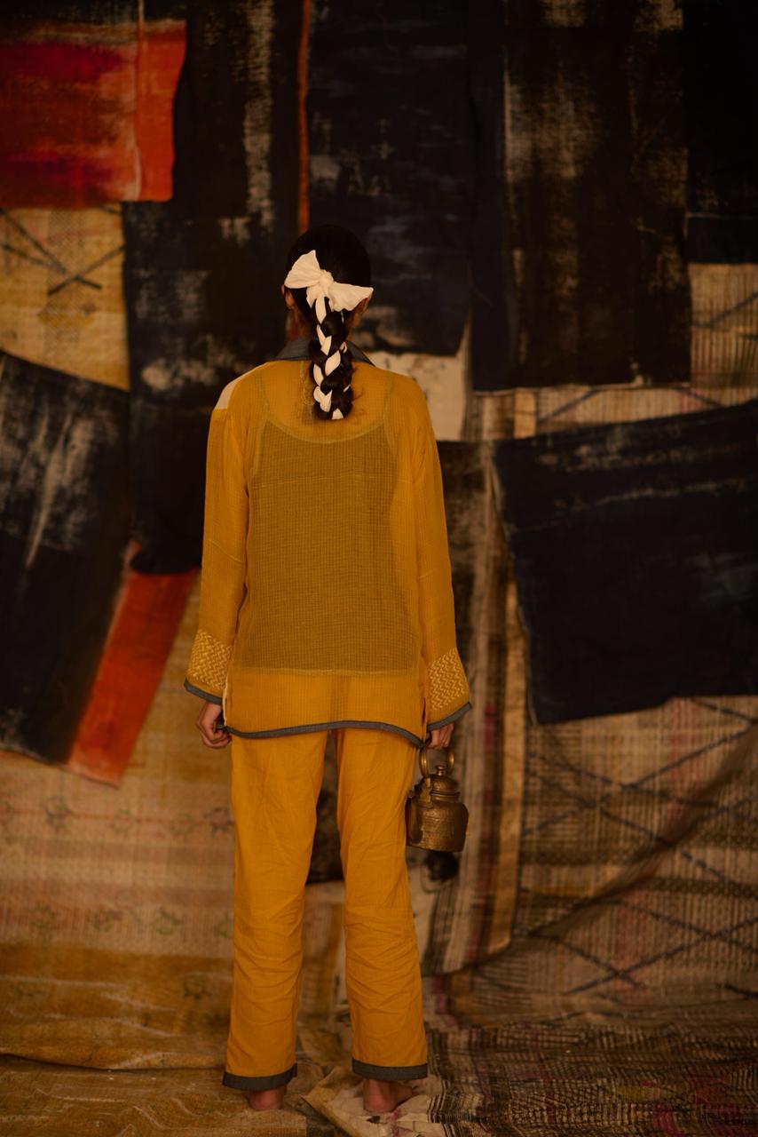 Sequence Repeat Shirt Coordinate with Denim Edges (Set of 3)