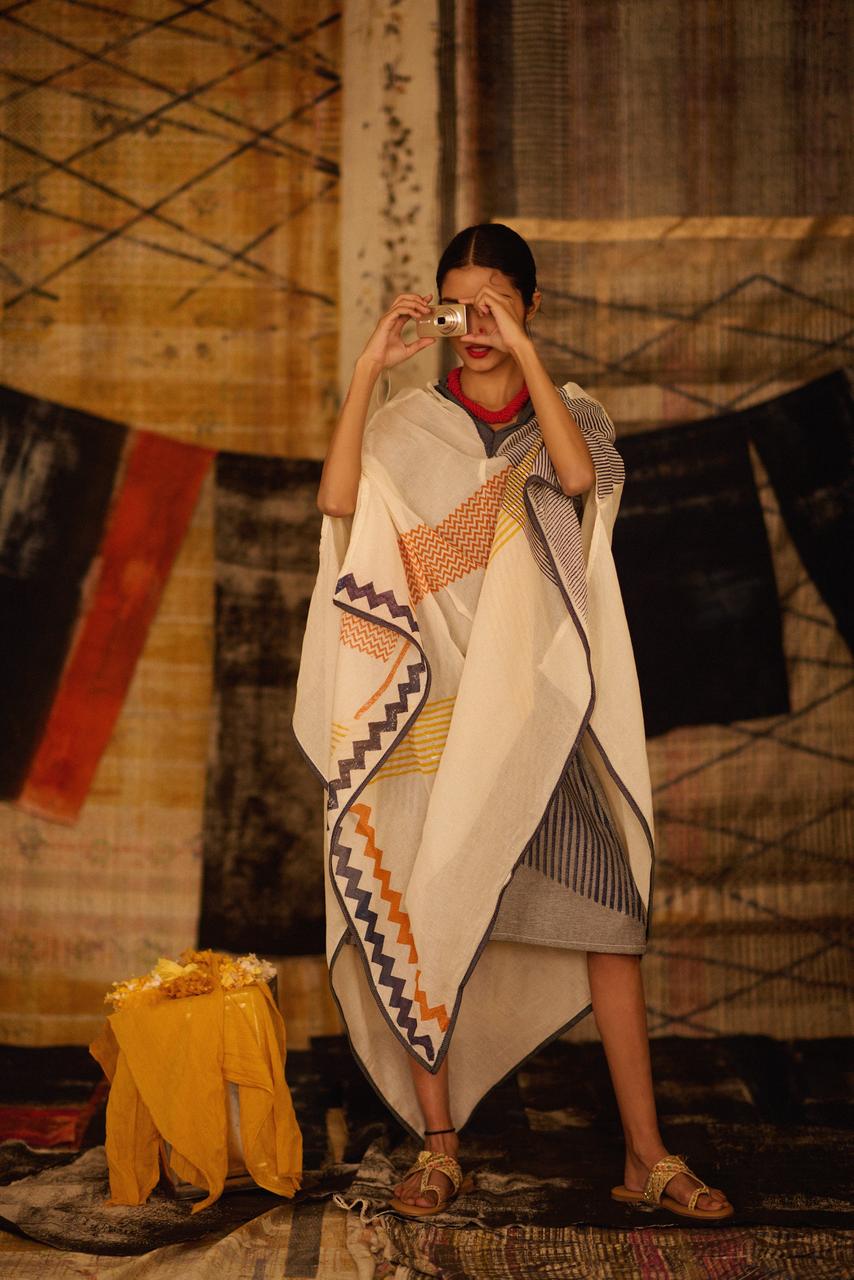 Sequence Asymmetric Motion Kaftan with Slip (Set of 2)