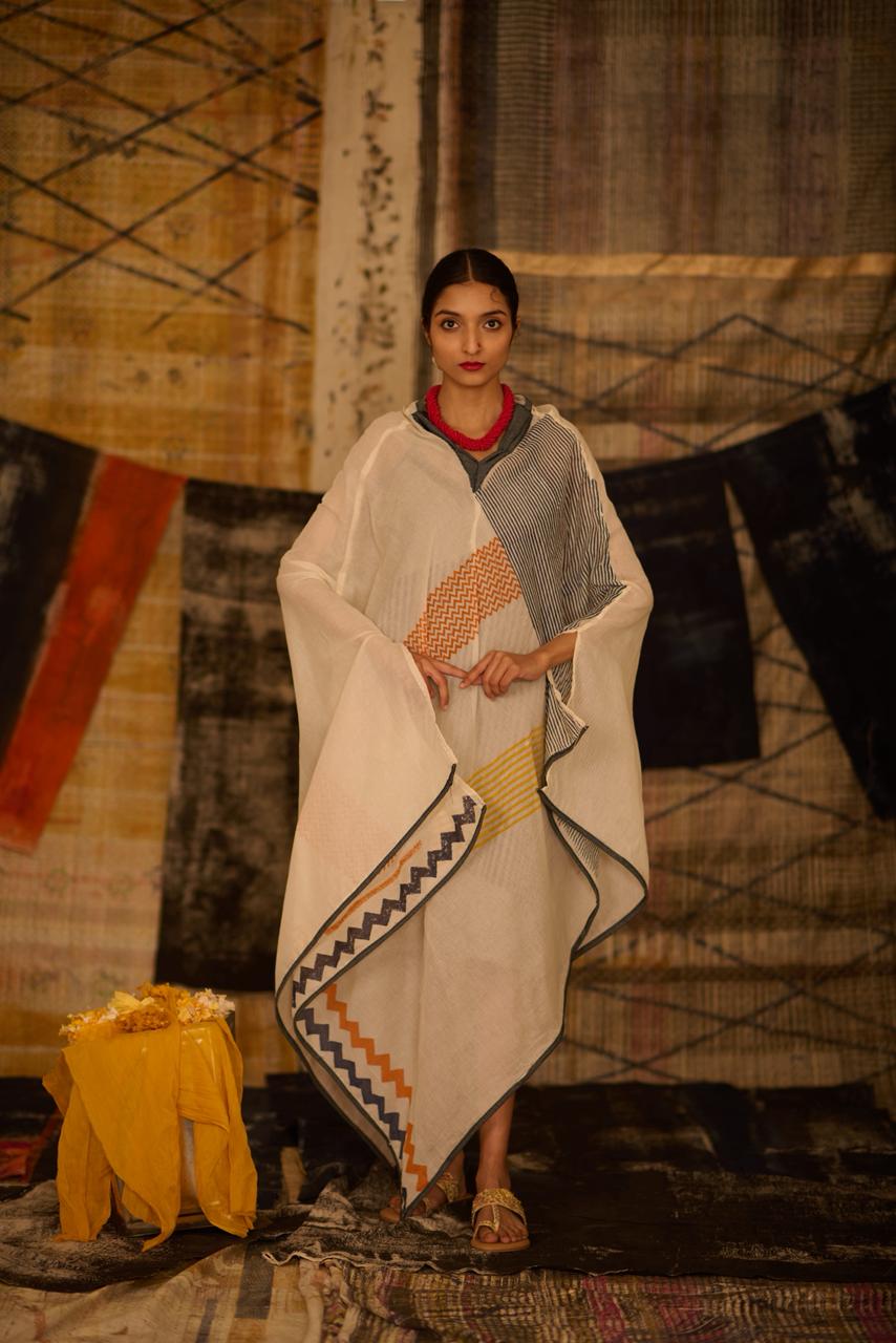 Sequence Asymmetric Motion Kaftan with Slip (Set of 2)