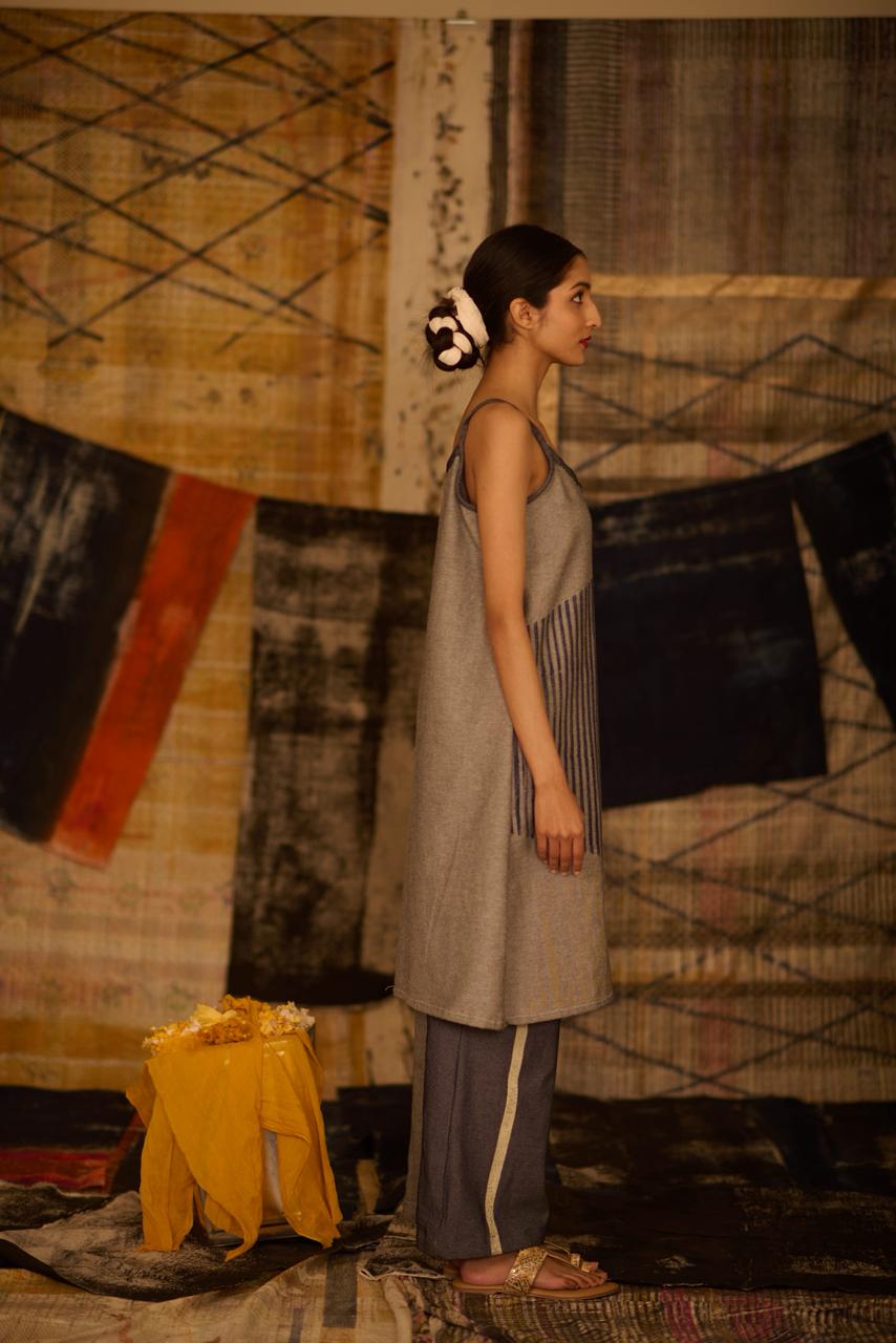 Sequence Movement Reversible Denim Kurta and Pants (Set of 2)