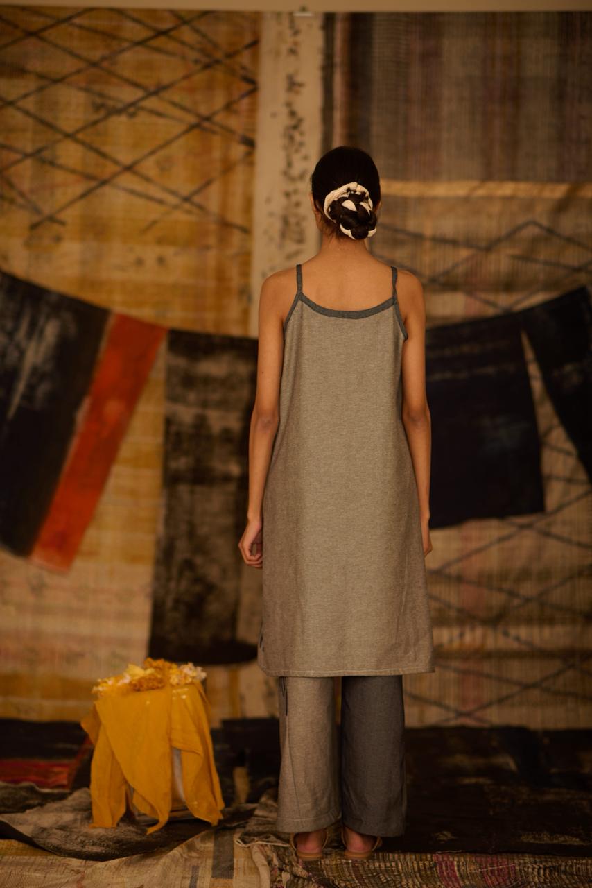 Sequence Movement Reversible Denim Kurta and Pants (Set of 2)