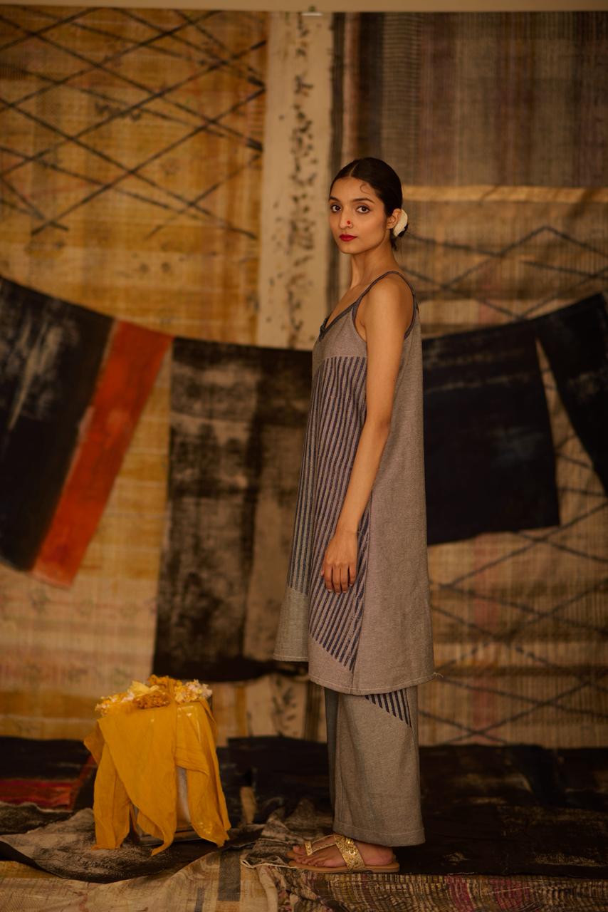 Sequence Movement Reversible Denim Kurta and Pants (Set of 2)