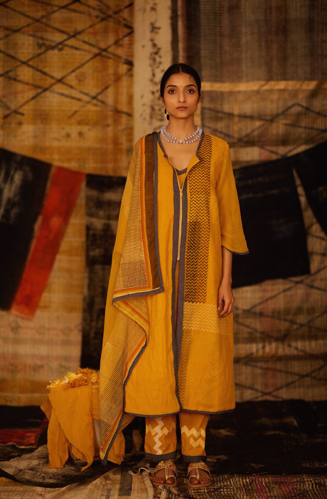 Sequence Chevron Sunny Kurta Set (Set of 3)