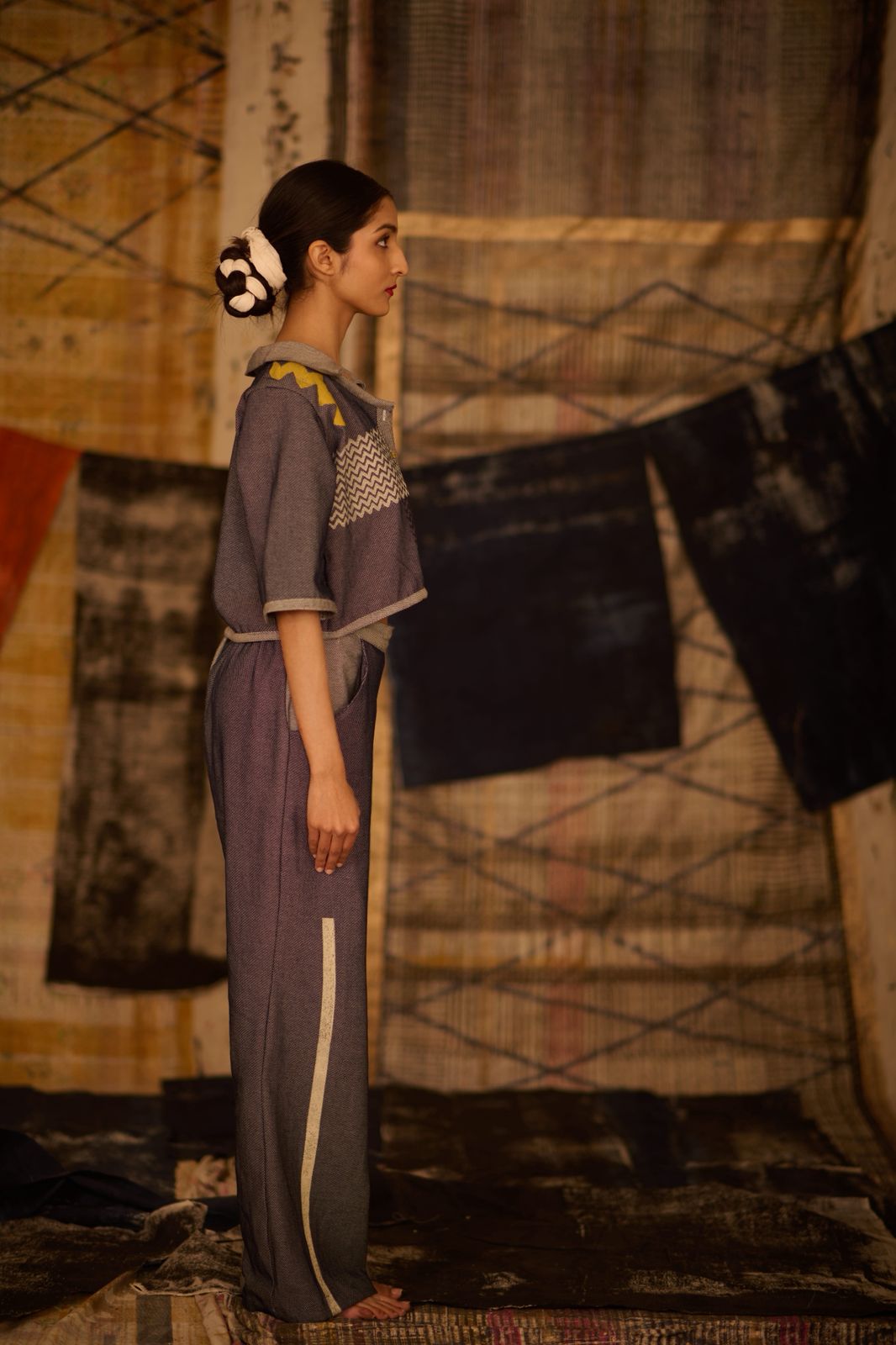 Sequence Denim Cropped Shirt Blouse