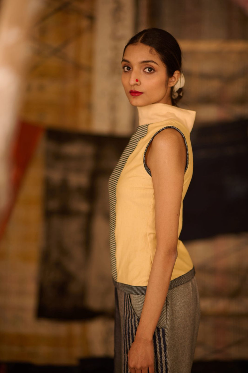 Sequence Horizontal Top Cut Denim Top