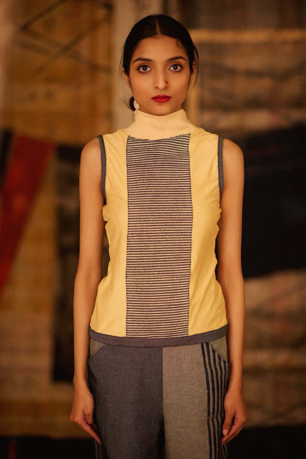 Sequence Horizontal Top Cut Denim Top