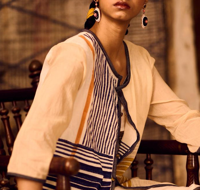 Sequence High Low Kurta and Pants with Slip (Set of 3)