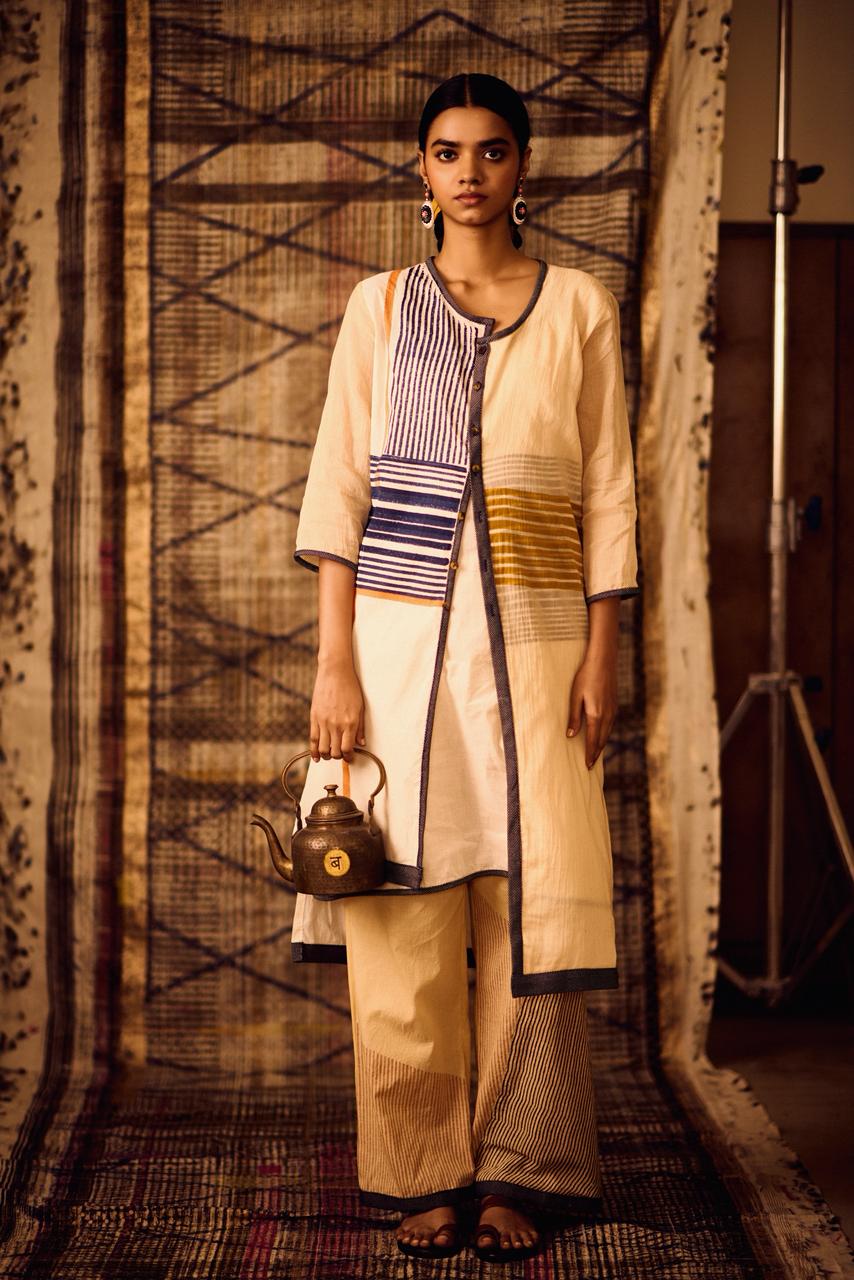 Sequence High Low Kurta and Pants with Slip (Set of 3)