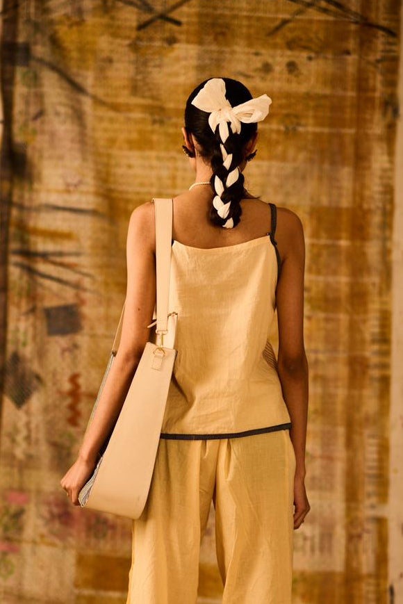 Sequence Motion Top with Denim Edges