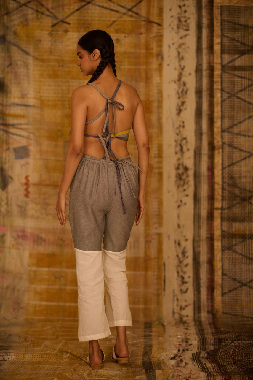 Sequence Alignment Denim Wrap Top