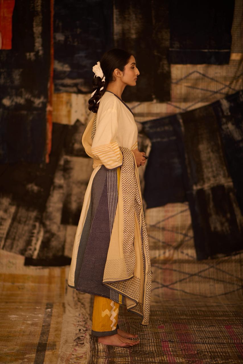 Sequence Offwhite Drift Kurta Set (Set of 3)