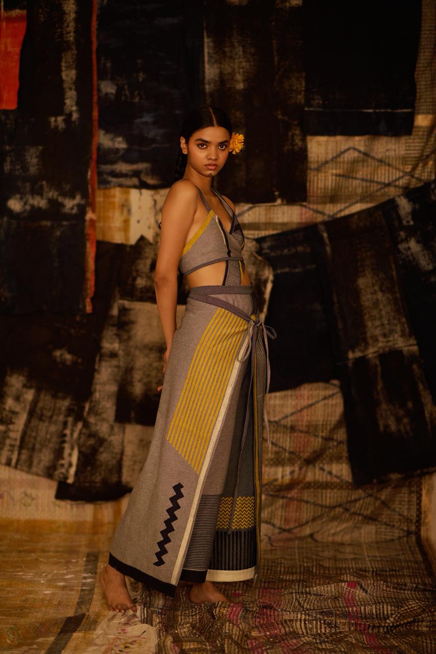 Sequence wrapped Coordinate Top and Pants (Set of 2)