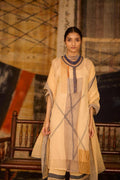 Sequence Beige Chock Block Kota Kurta Set with Slip (Set of 3)