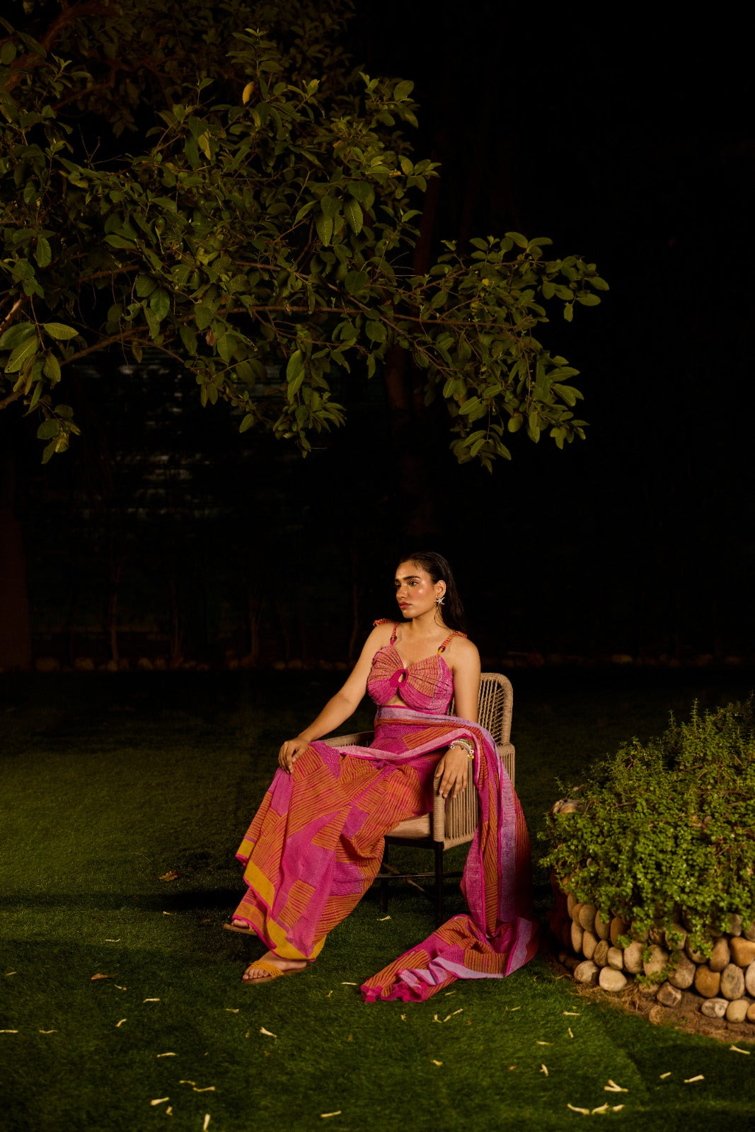 Weekend Candy Pink Saree With Shell Blouse