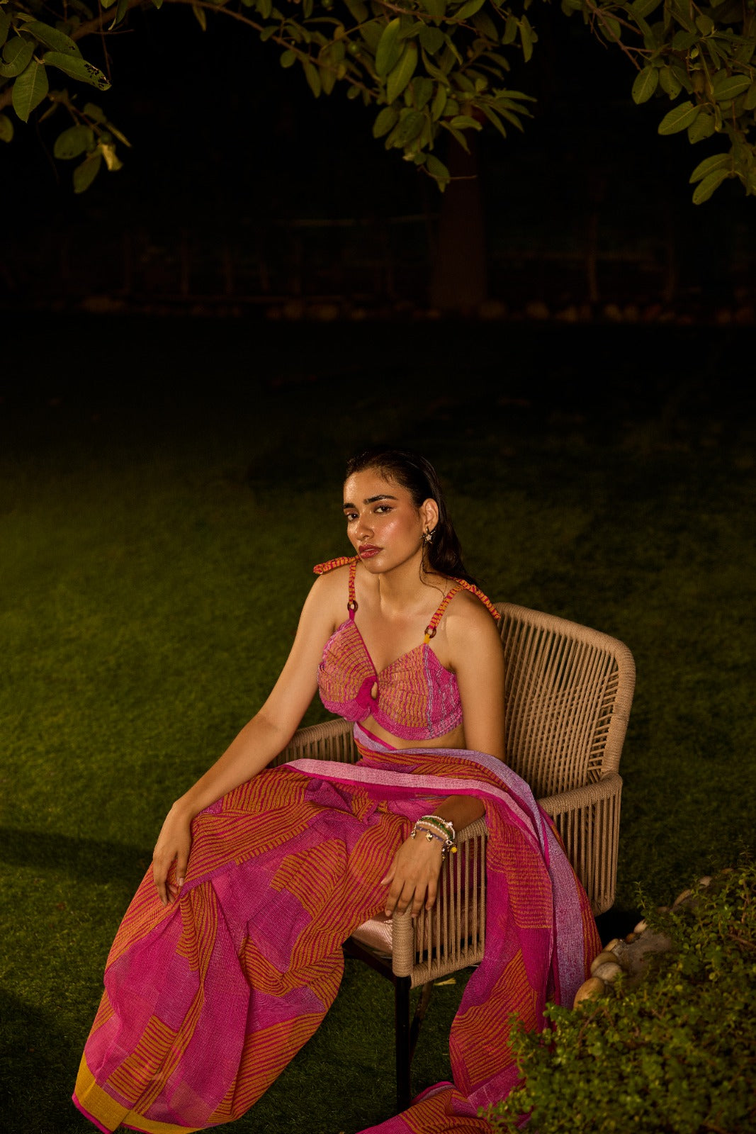 Weekend Candy Pink Saree With Shell Blouse