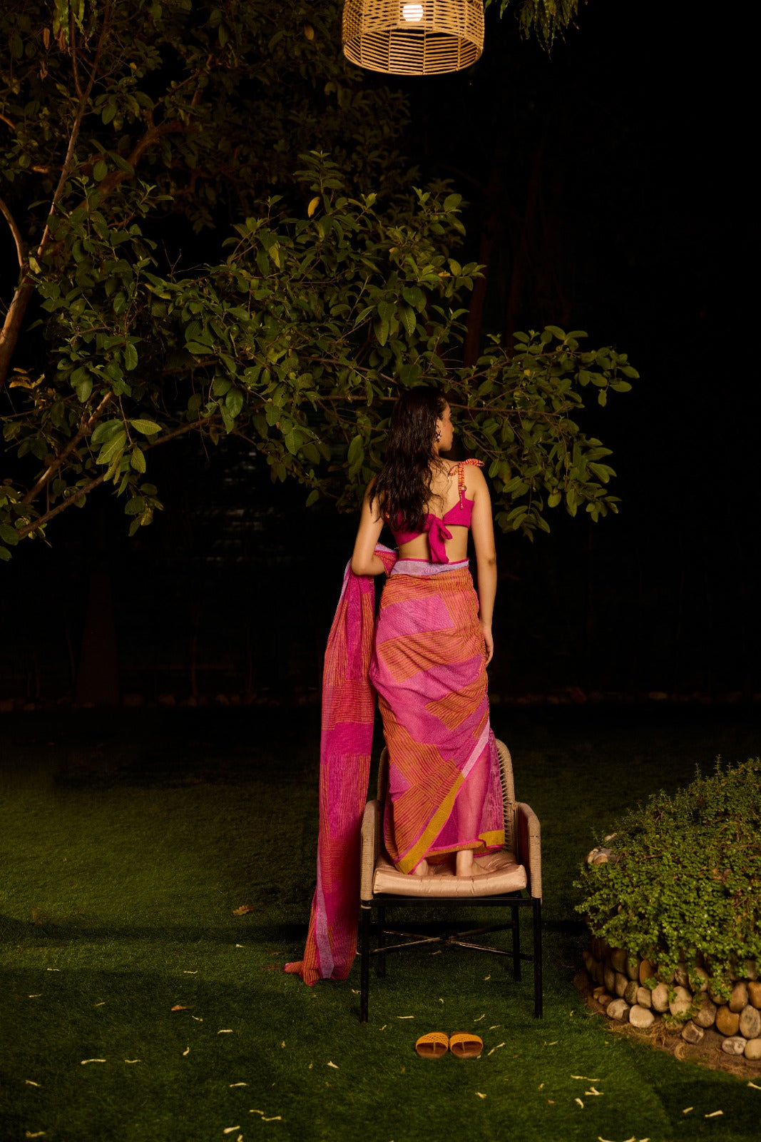 Weekend Candy Pink Saree With Shell Blouse