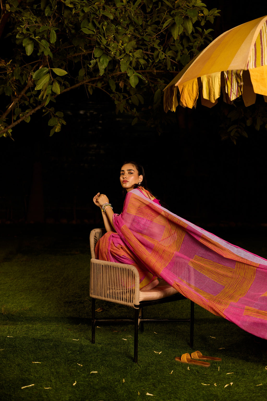 Weekend Candy Pink Saree With Shell Blouse