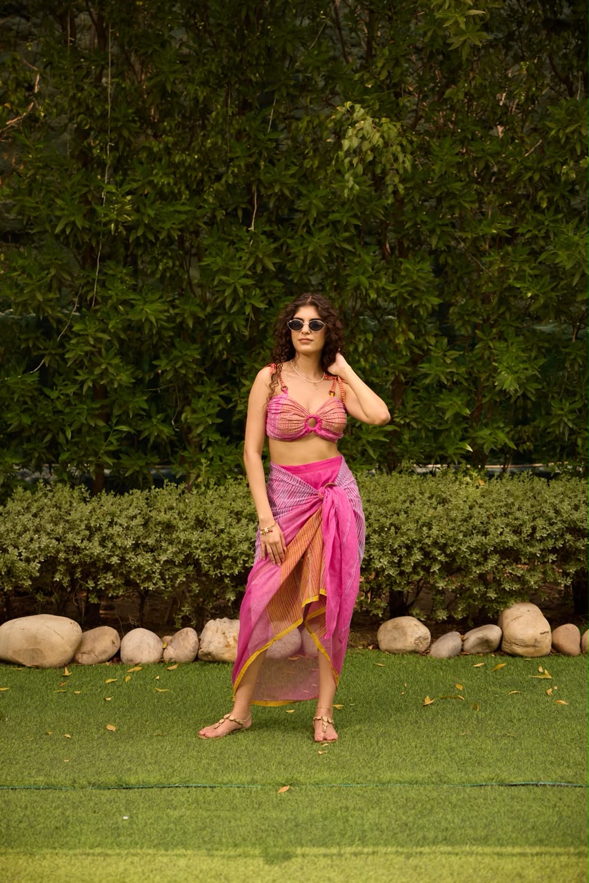 Weekend Candy Pink Wrap Sarong with Shorts