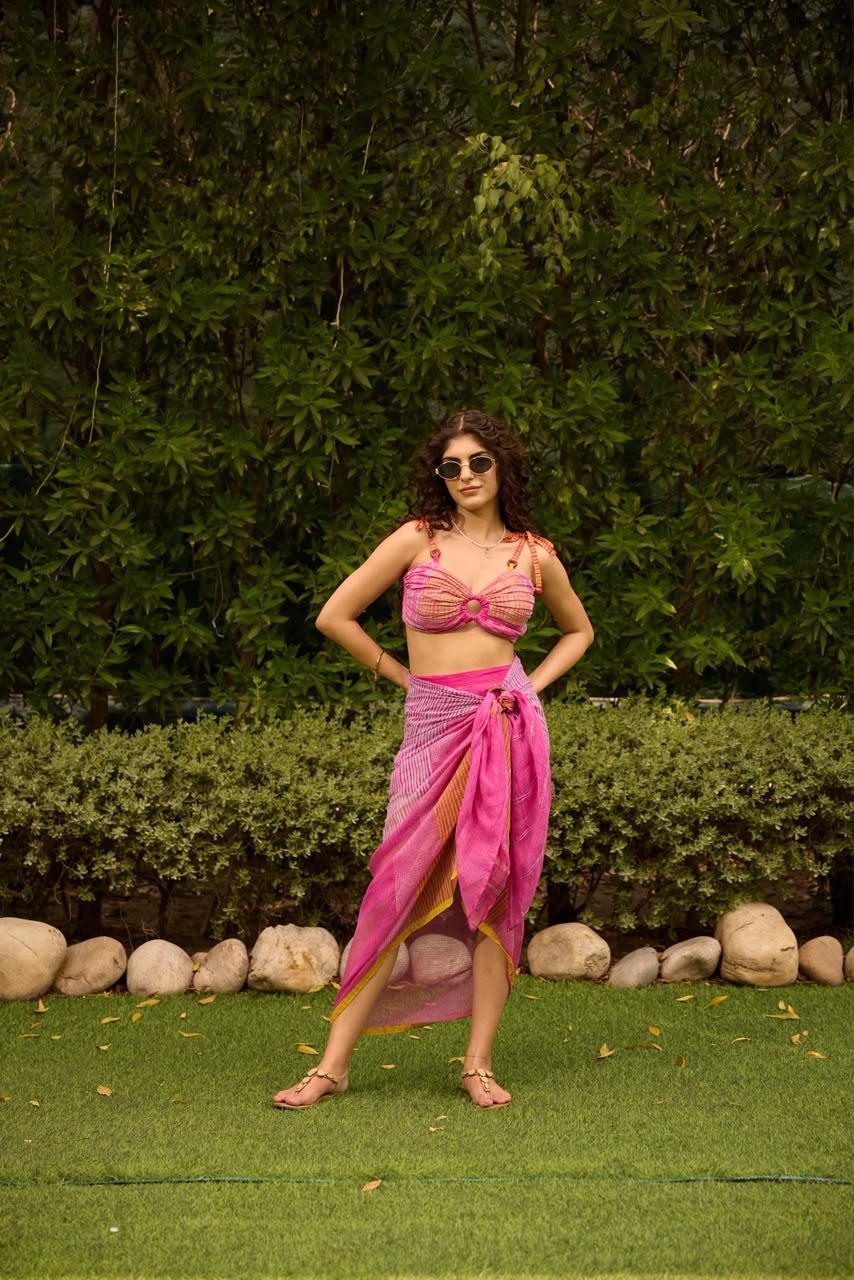 Weekend Candy Pink Wrap Sarong with Shorts