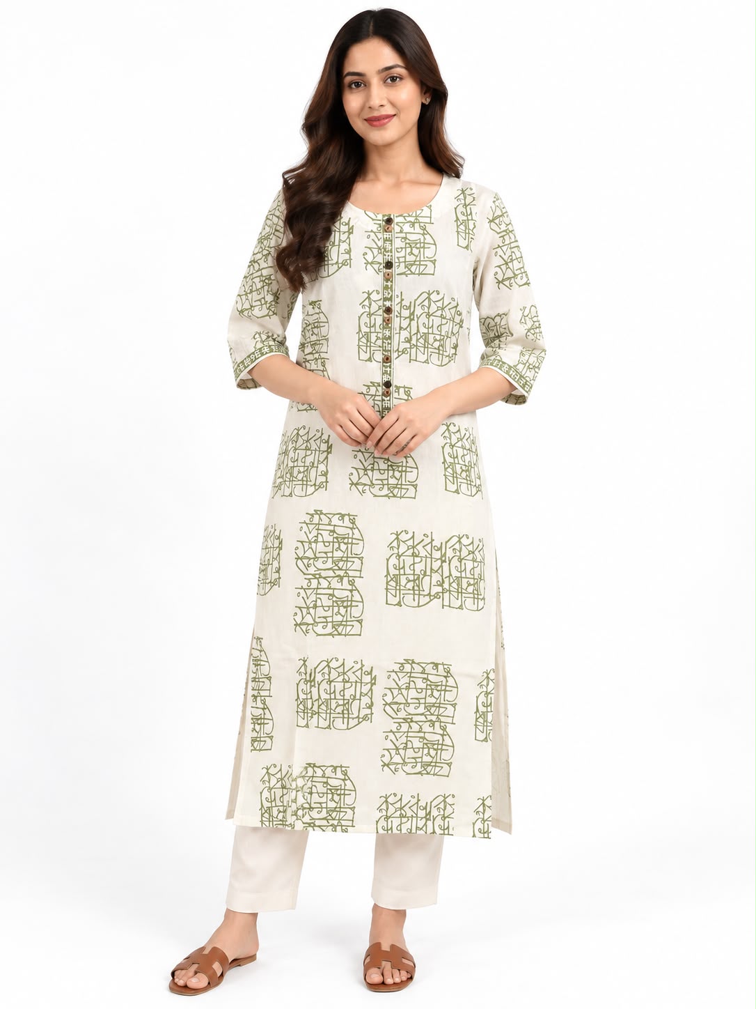 Green Printed Kurta Round Neck I CLEARANCE SALE