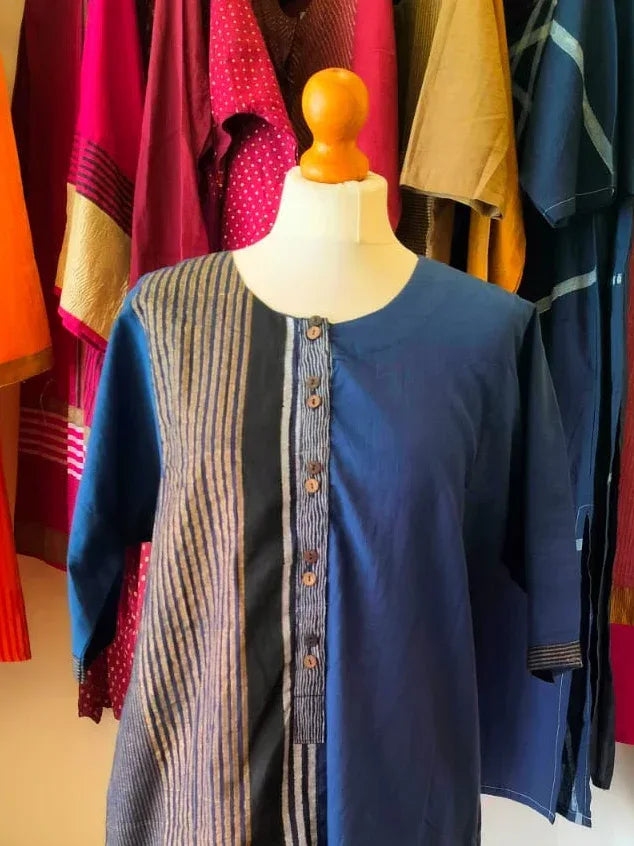 Navy Blue Cotton Kurta I CLEARANCE SALE - BANANA labs