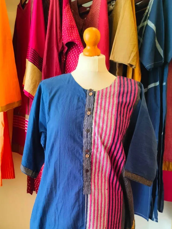Navy Blue Kurta With Stripes I CLEARANCE SALE - BANANA labs