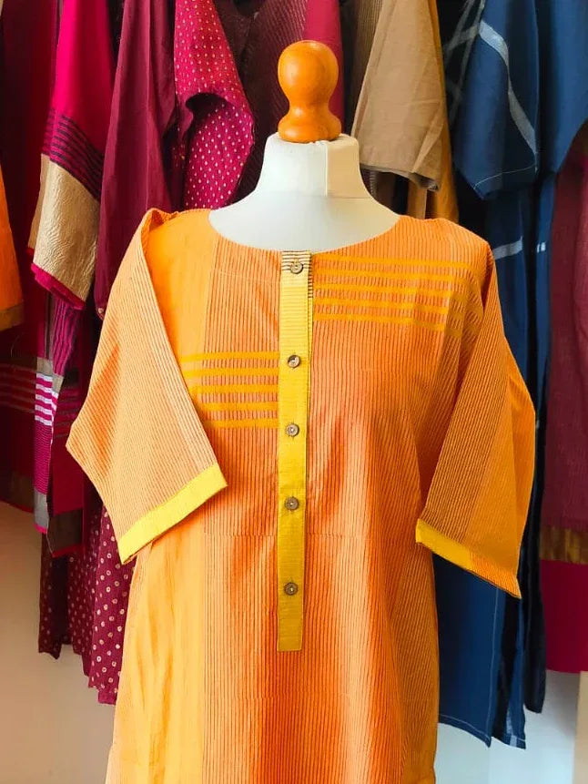 Orange Yellow Stripe Kurta I CLEARANCE SALE - BANANA labs