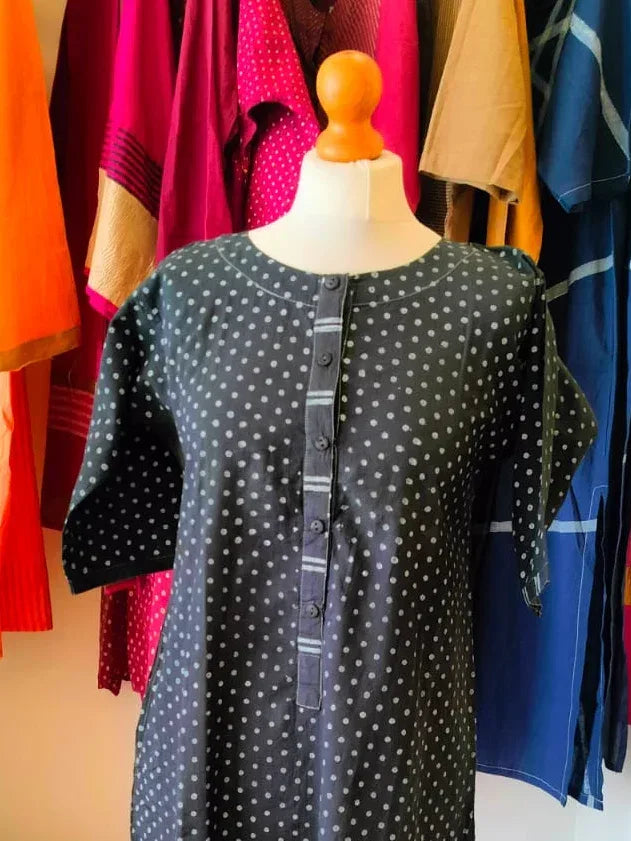 Black Polka Dot Kurta I CLEARANCE SALE - BANANA labs