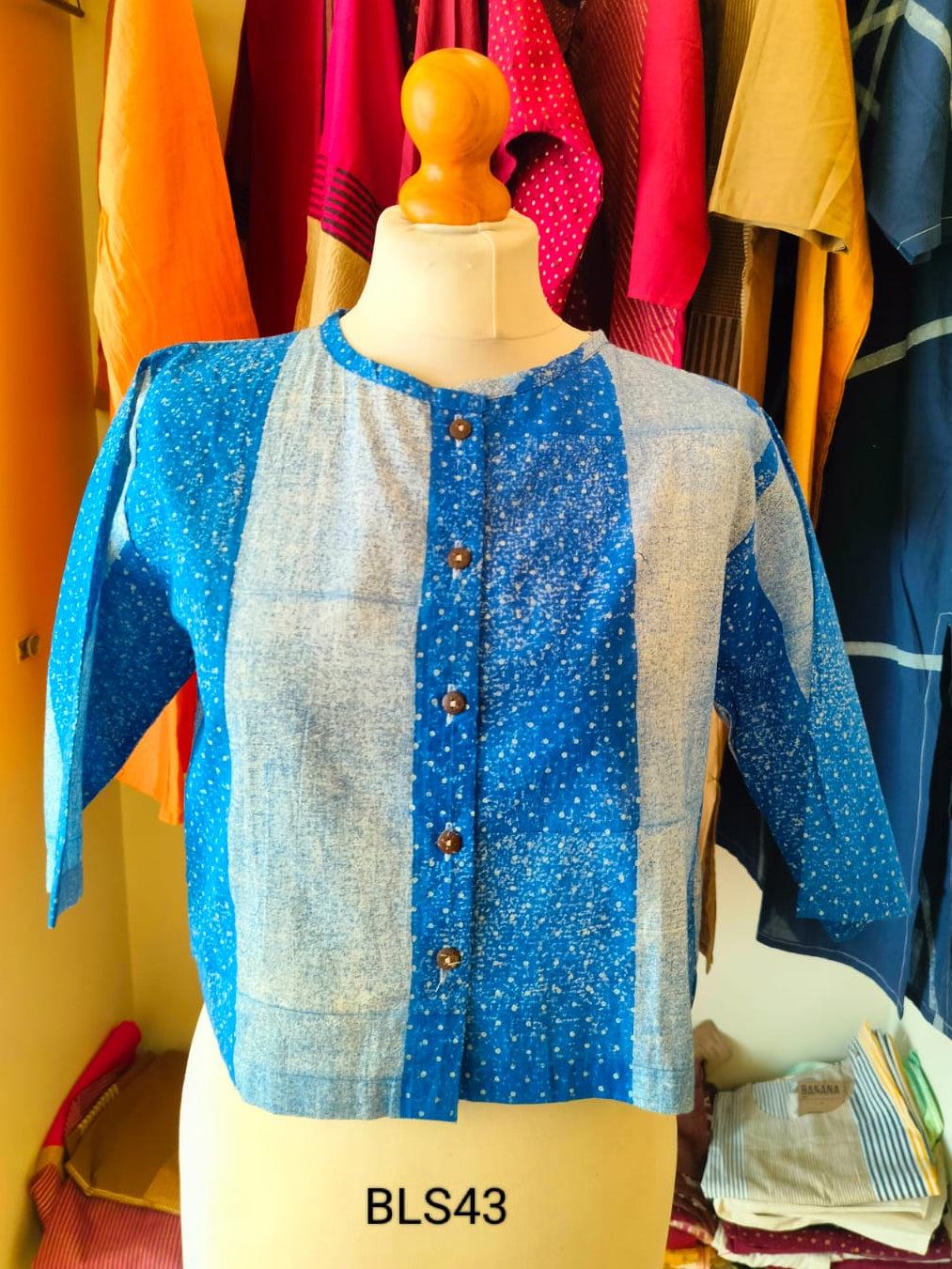 Blue Polka Top Blouse I CLEARANCE SALE