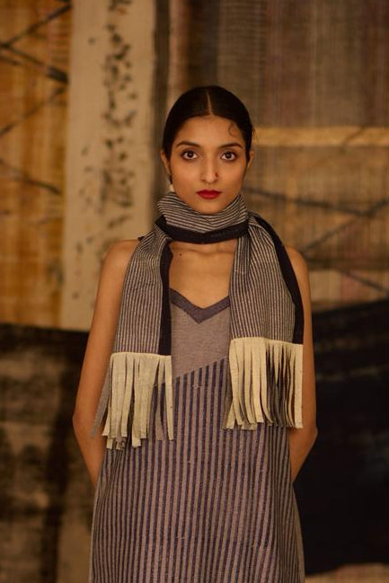 Sequence Denim Movement Kurta Set with stole (Set of 3)