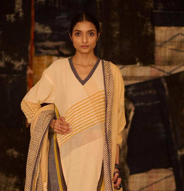 Sequence Offwhite Drift Kurta Set (Set of 3)