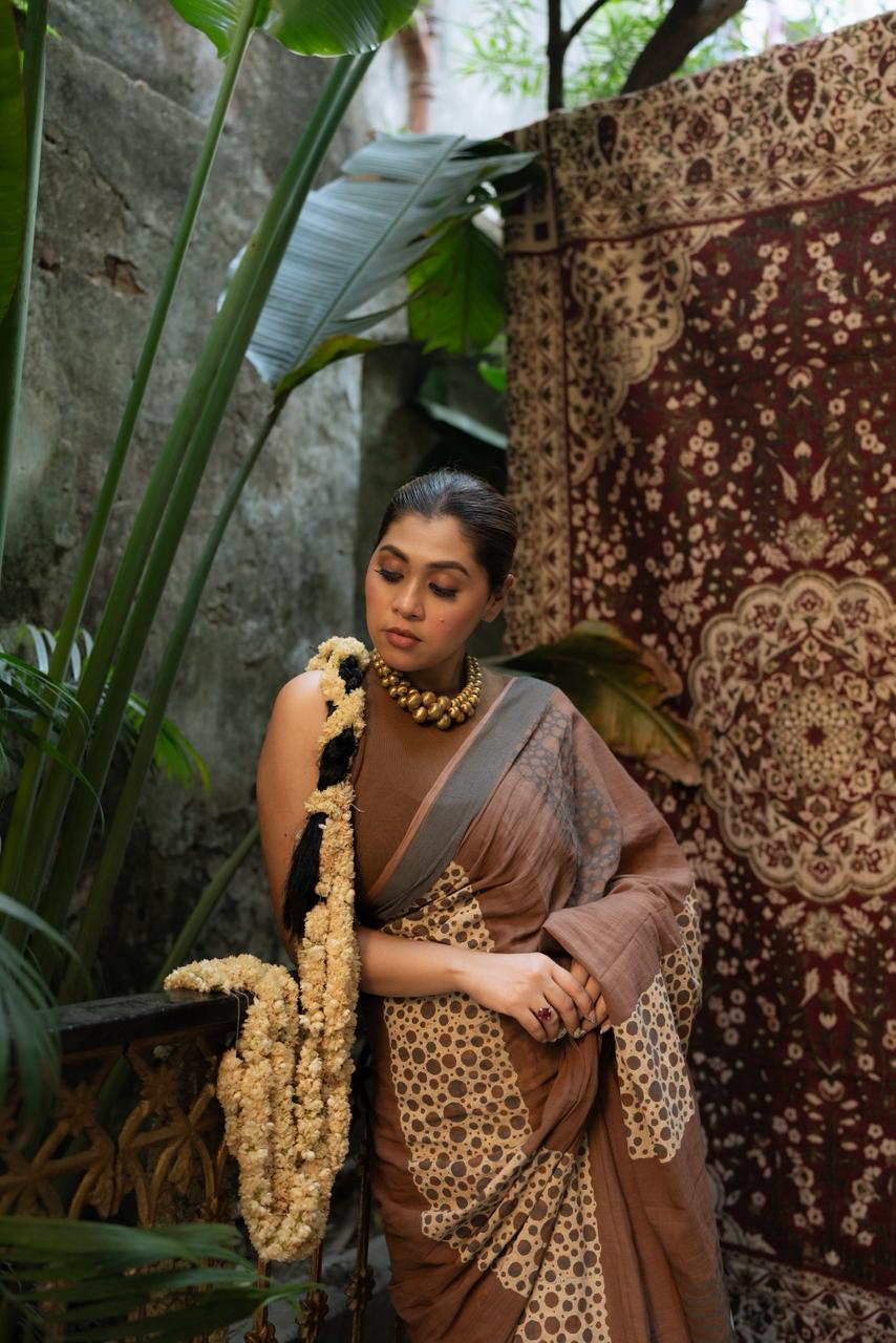 Crater Bronze Saree