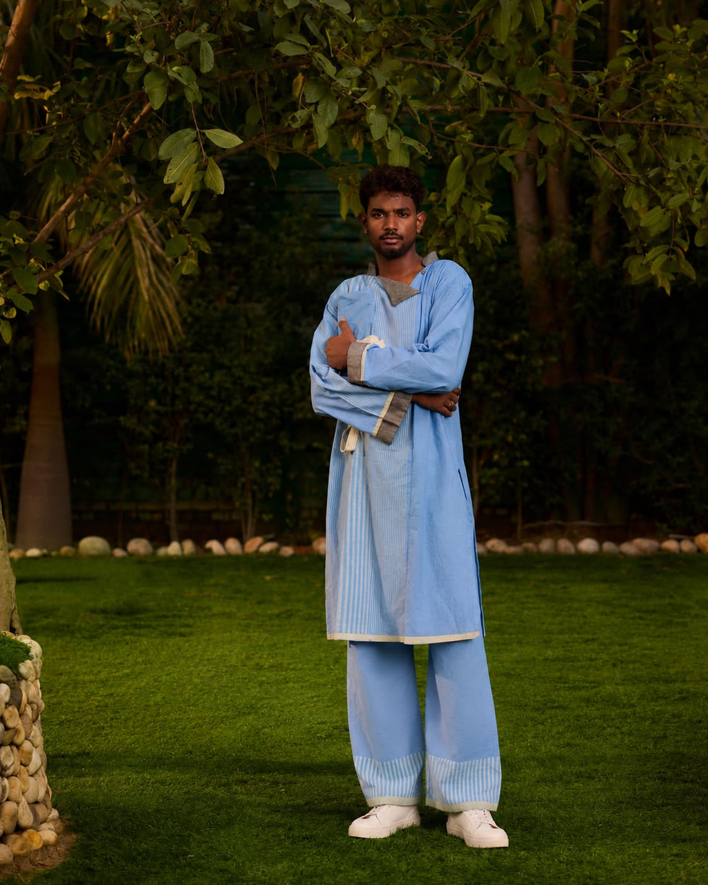 BANANA man Weekend Blue Lagoon Kurta with Pants (Set of 2)