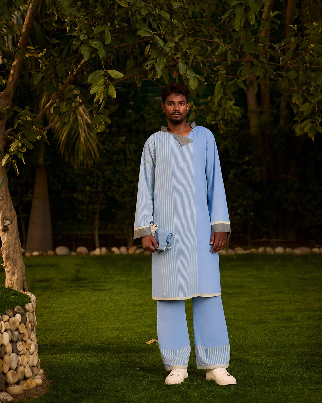 BANANA man Weekend Blue Lagoon Kurta with Pants (Set of 2)