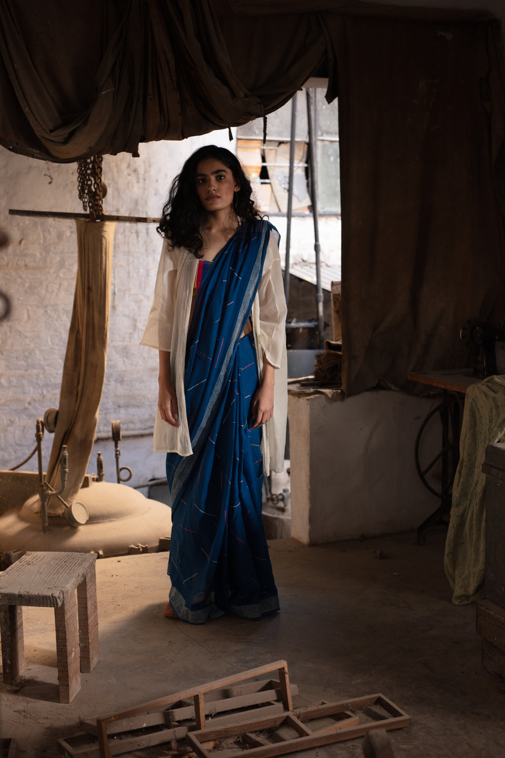Sprinkles Blue Saree
