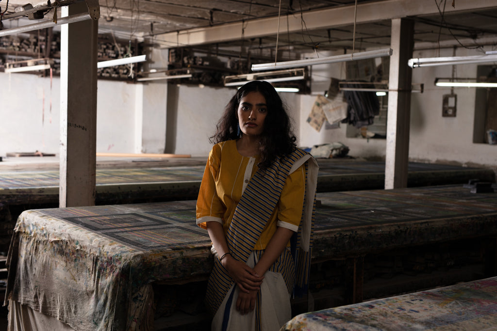 Span Mustard Saree