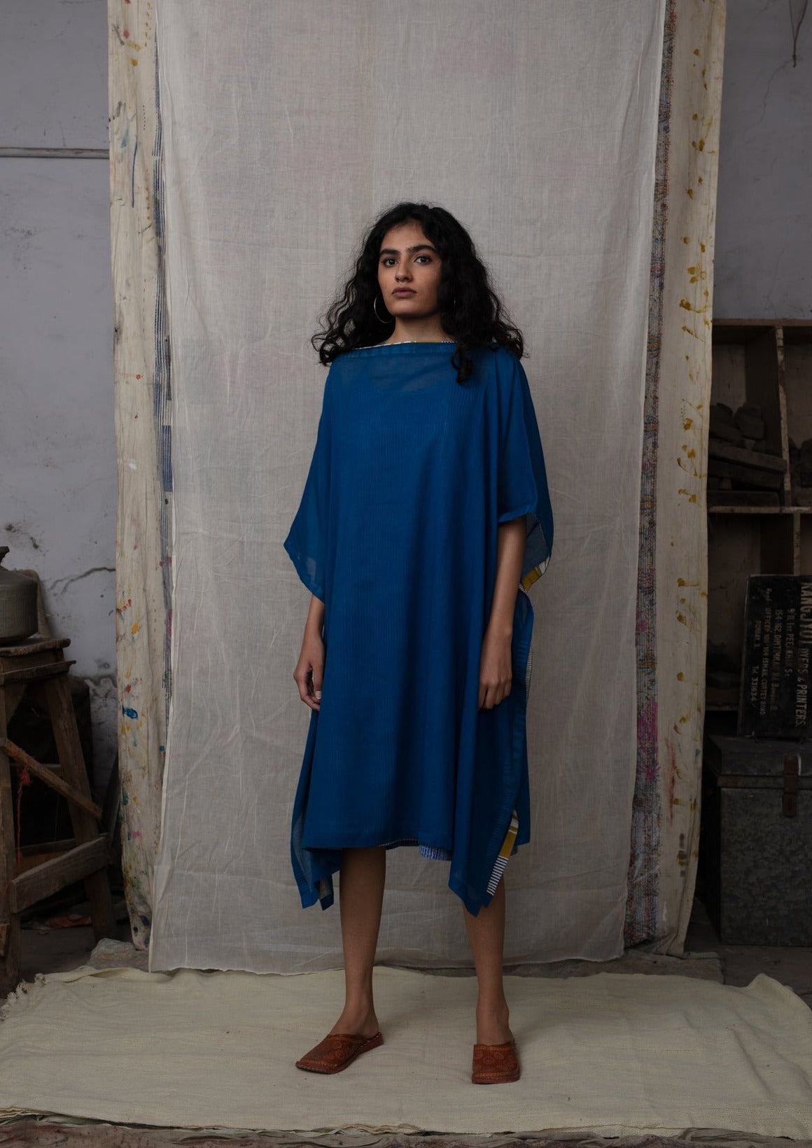 Seabed Indigo Kaftan without Stole