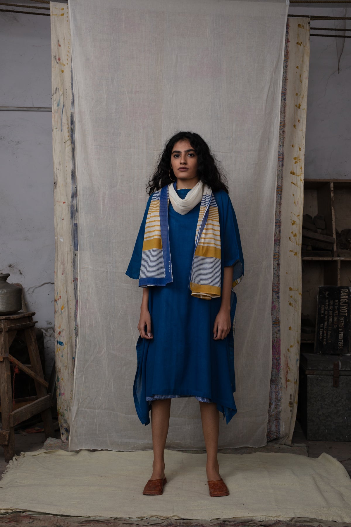 Seabed Indigo Kaftan without Stole