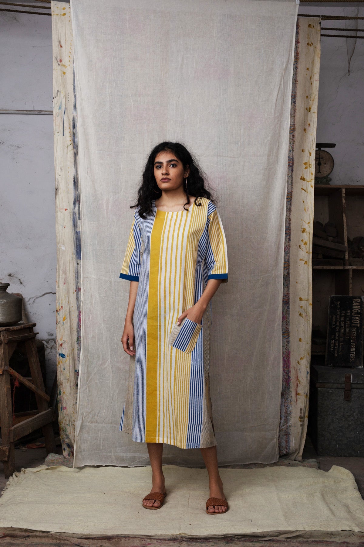 Doppler Hint Mustard Dress