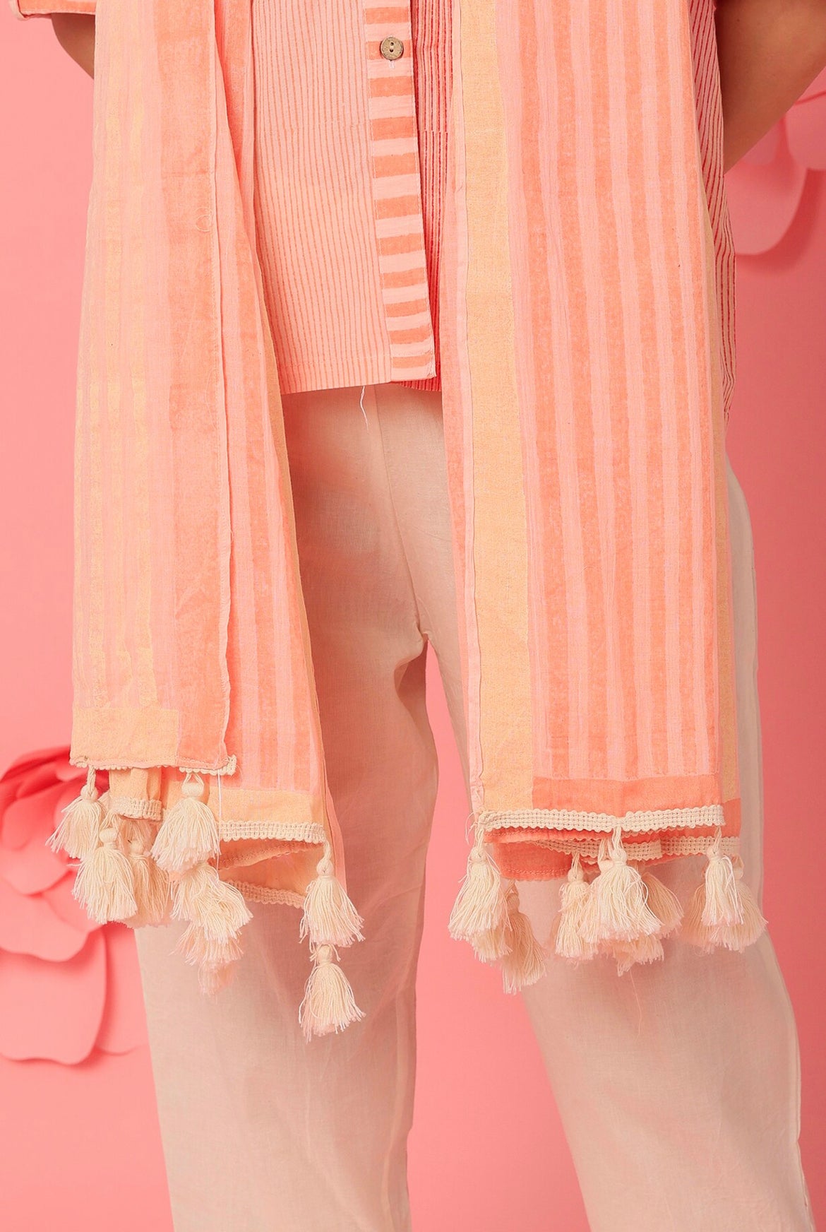 Blush Pink Striped Clove Dupatta