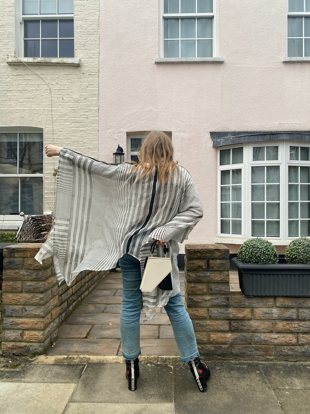 Black and White striped Small  Kaftan