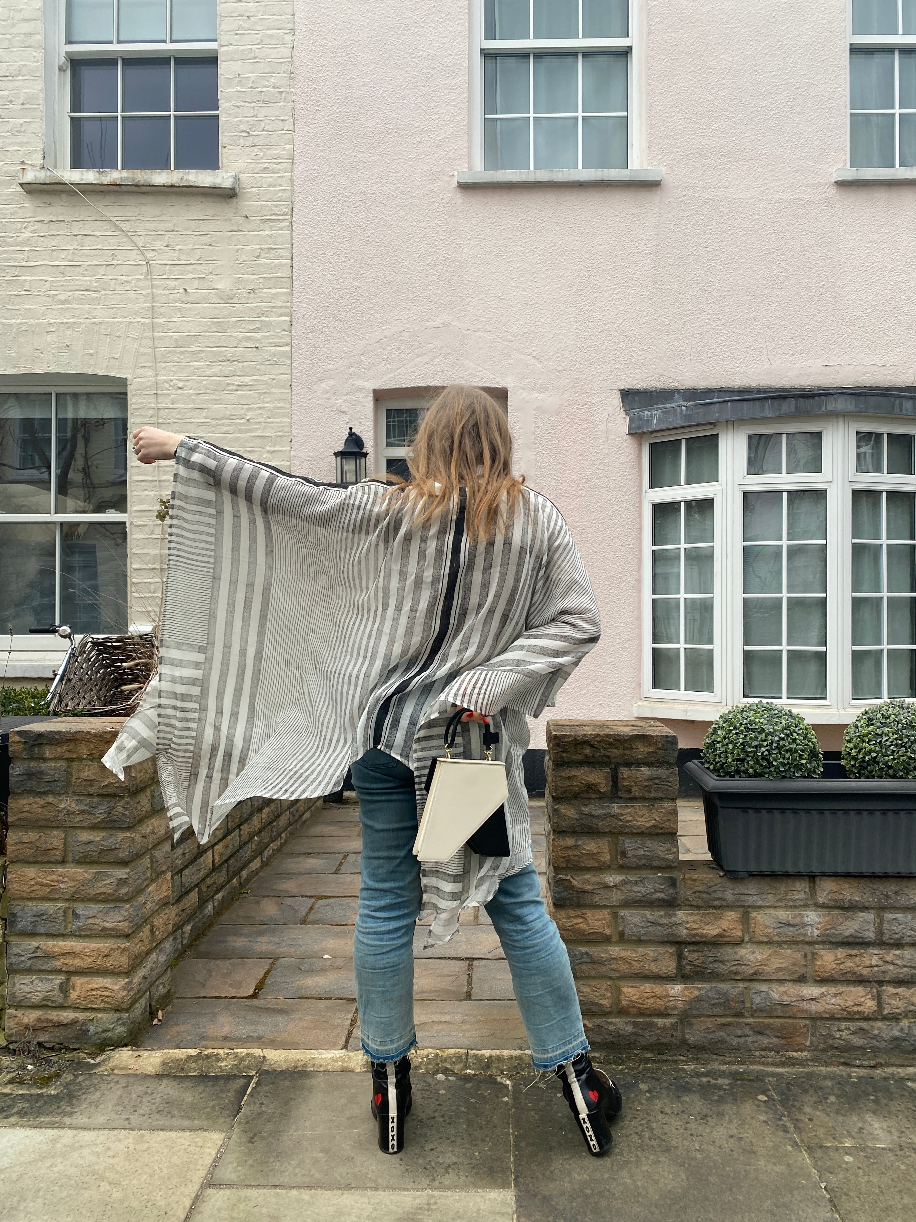 Black and White striped Small  Kaftan