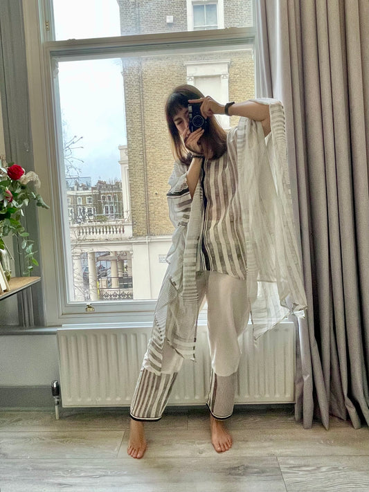 Black and White striped Small  Kaftan