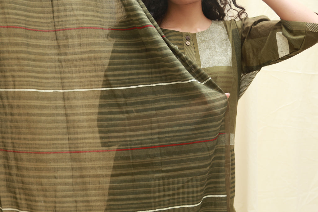 Collage Olive Kurta Set of 3