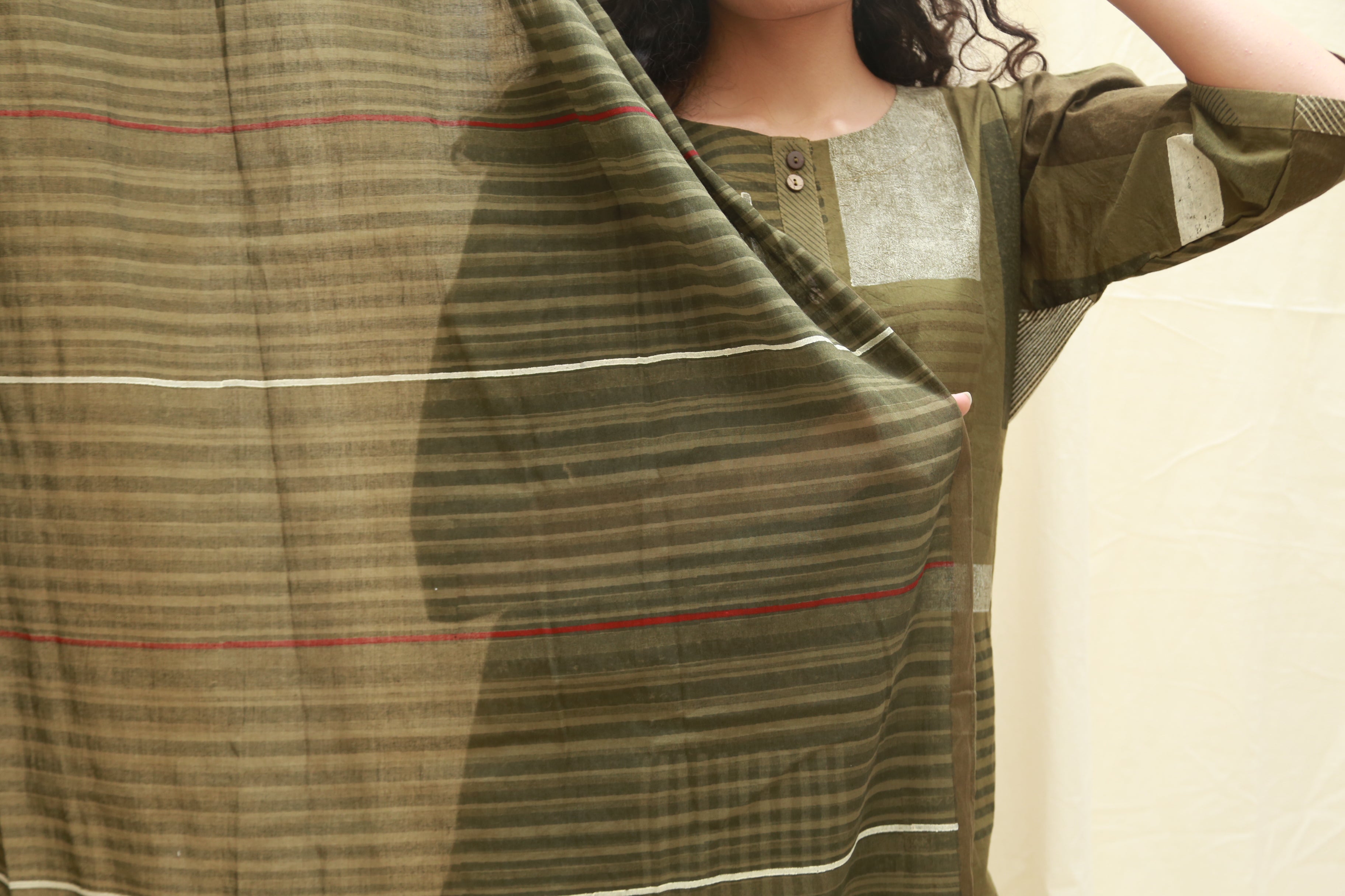 Collage Olive Kurta Set of 3