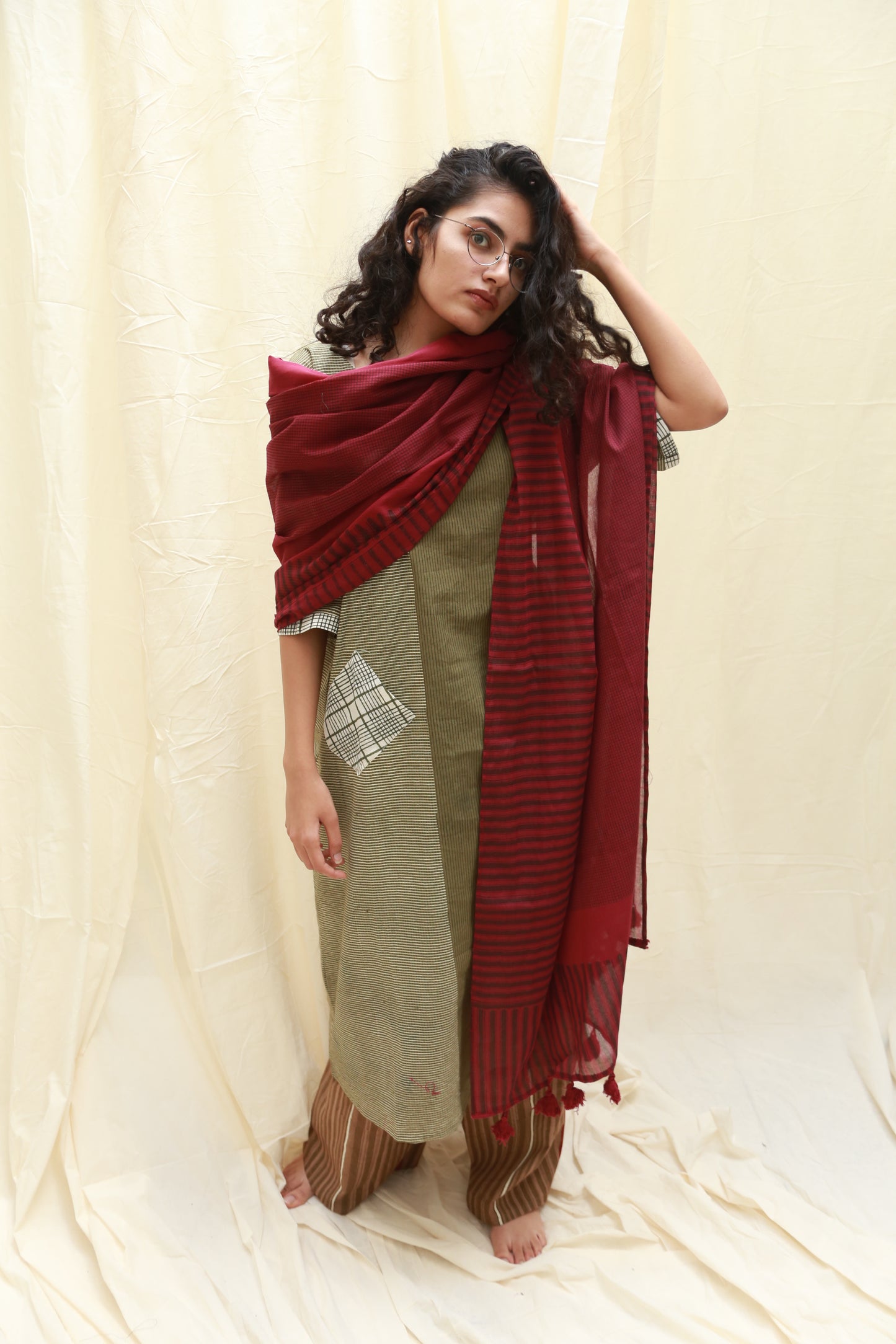 Trace Maroon Dupatta