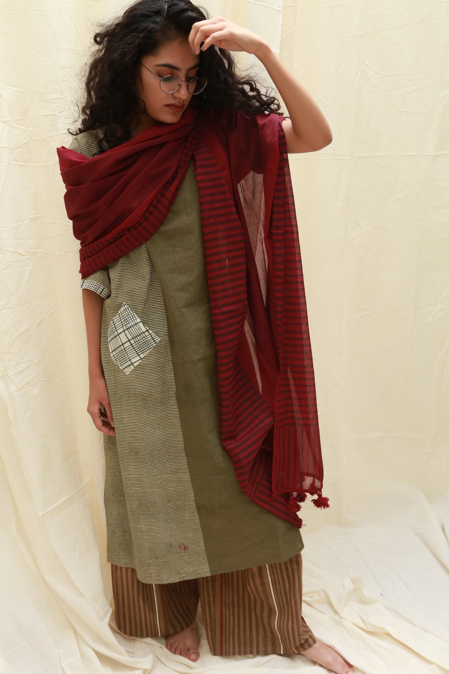 Trace Maroon Dupatta