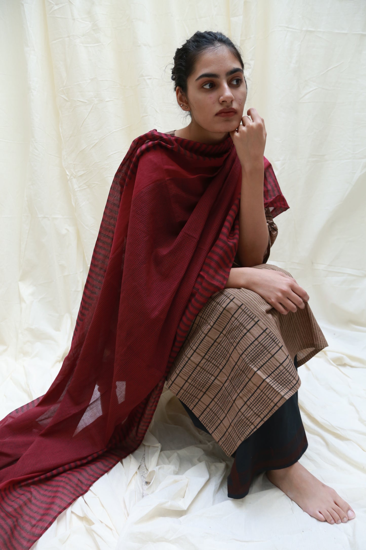 Trace Maroon Dupatta