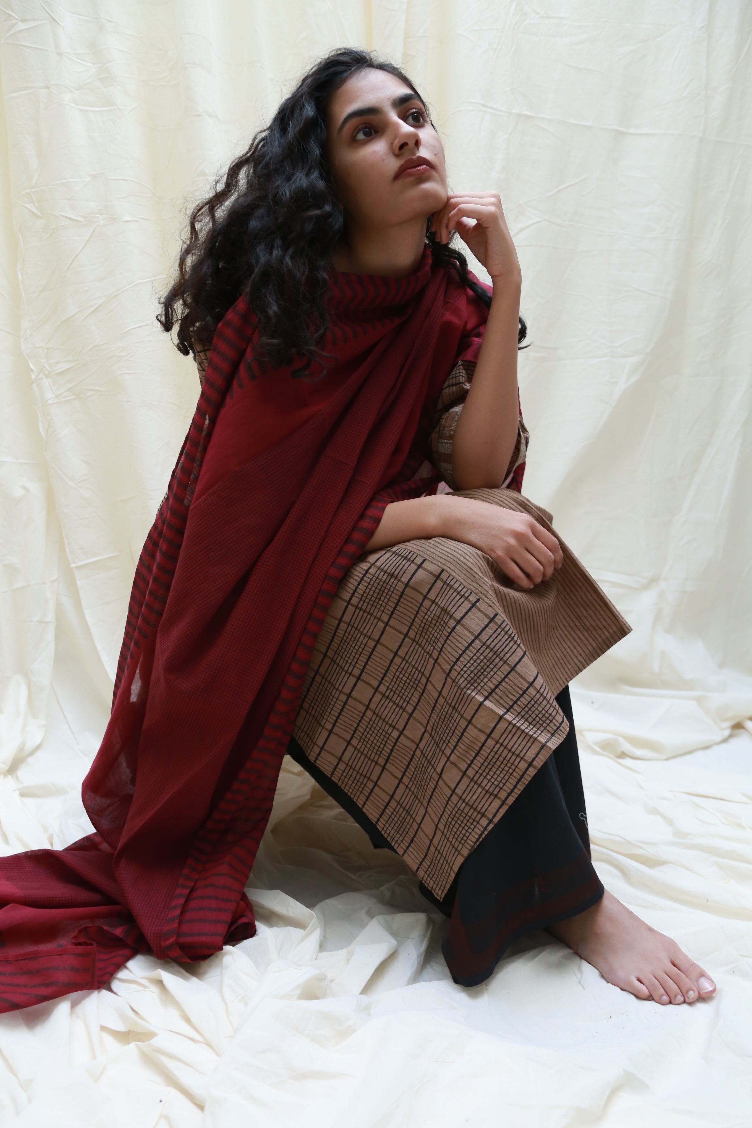 Trace Maroon Dupatta